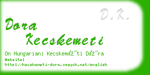 dora kecskemeti business card